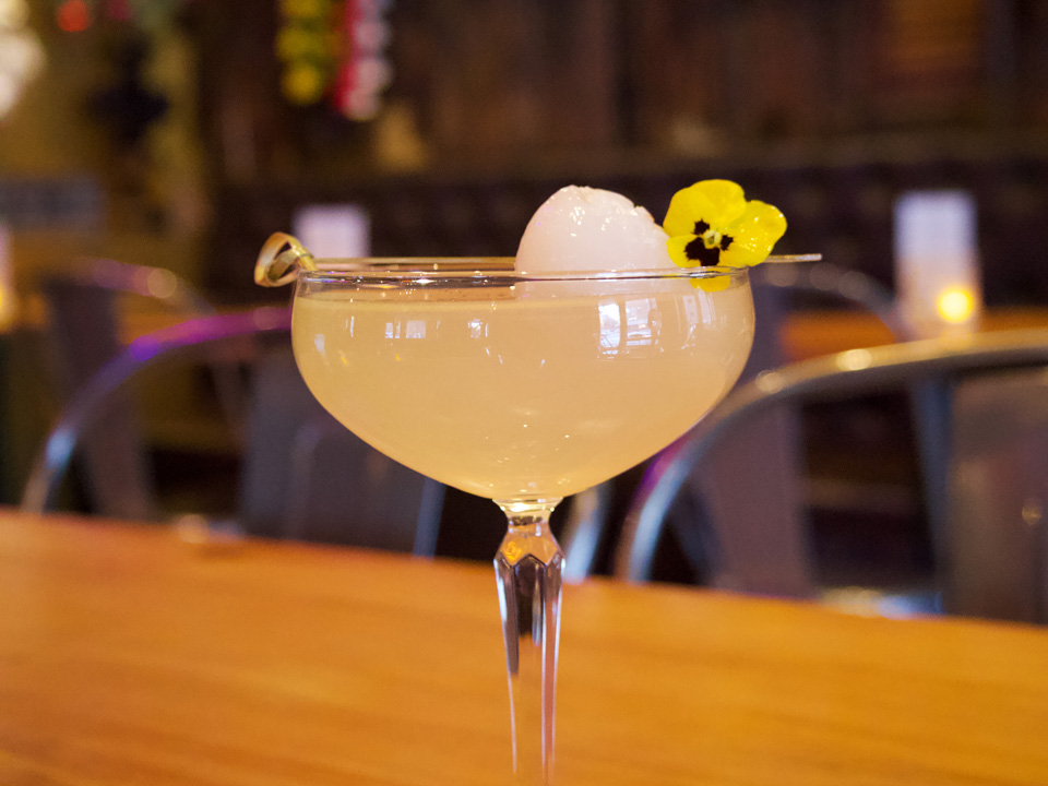 Lychee Martini cocktail in a martini glass